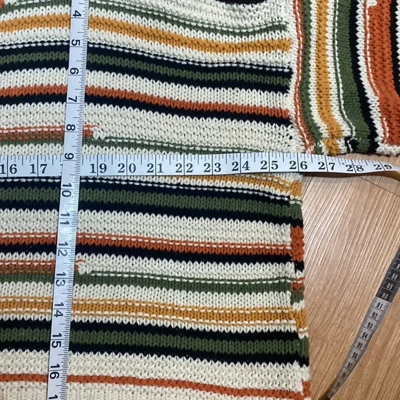 Favlux Neutral Striped Knit Oversized Cropped 3/4 Sleeve Sweater Size Small - Picture 9 of 10